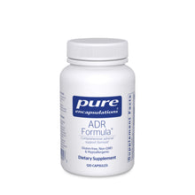 Load image into Gallery viewer, White Bottle reads Pure Encapsulations ADR Formula Comprehensive adrenal support formula Gluten Free Non GMO and Hypoallergenic 120 capsules
