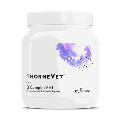 Reads ThorneVet B ComplexVET 60ct Soft Chews Comprehensive B Vitamin Support 