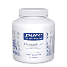 Load image into Gallery viewer, White Bottle reads Pure Encapsulations CholestePure Phytosterol complex Supports healthy Lipid metabolism Gluten Free Non GMO 180 capsules
