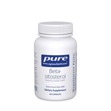 Large white bottle reads Pure Encapsulations Beta-sitosterol Supports prostate health dietary supplement 90 capsules